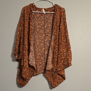 TORRID Rust Floral Open-Front Kimono Cardigan